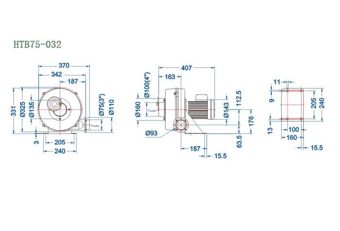 HTB75-032,0.4kw透浦式鼓風(fēng)機